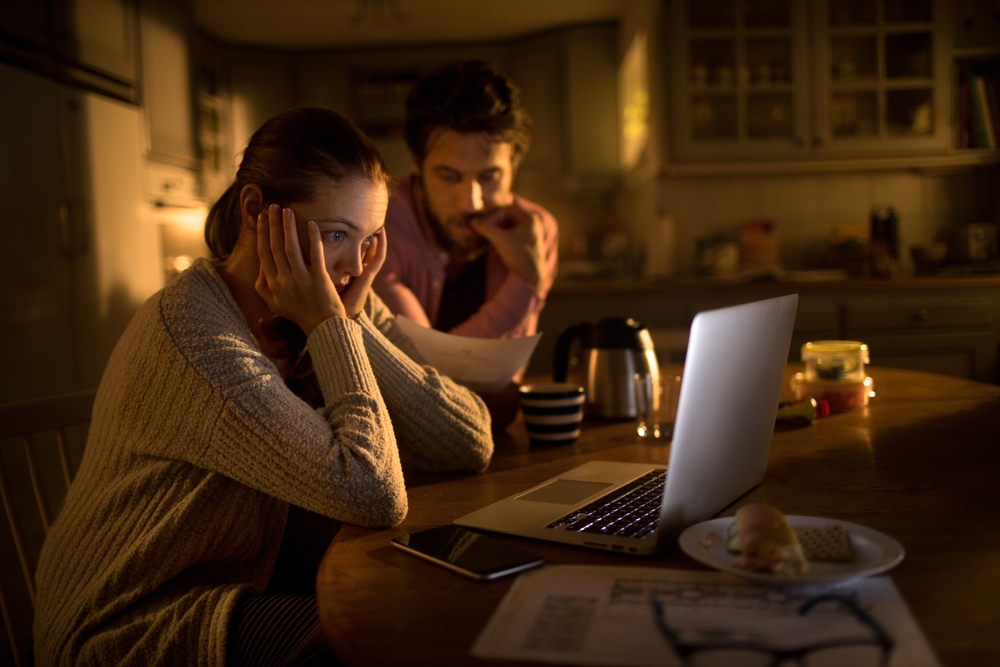 Young,Stressed,Couple,Facing,Financials,Troubles,Doing,Online,Banking,With